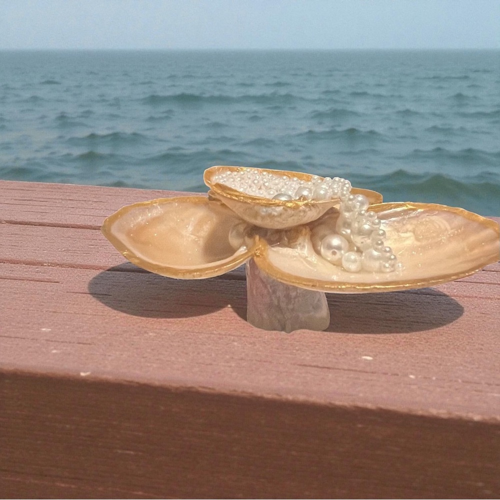 Elegant Pearl and Shell Jewelry Holder